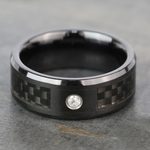 Downshift - Diamond Mens Ring with Black Carbon Fiber Inlay | Thumbnail 03