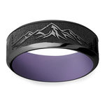 Dragon's Peak - Laser Carved Zirconium Mens Band with Purple Sleeve (8mm) | Thumbnail 03
