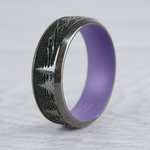Dragon's Peak - Laser Carved Zirconium Mens Band with Purple Sleeve (8mm) | Thumbnail 05