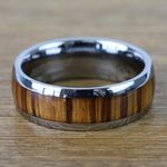 Earned Stripes - Tungsten Mens Band with Domed Zebra Wood Inlay (8mm) | Thumbnail 04