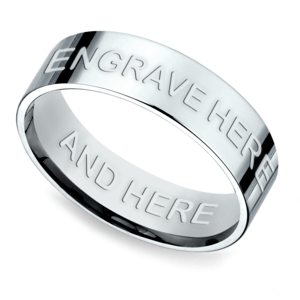 Engraved Flat Men's Wedding Ring in Platinum (6mm)