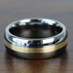 Equator - Rounded Tungsten Mens Band with 14K Brushed Yellow Gold Inlay (8mm) | Thumbnail 03