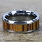 Mens Zebra Wood Inlay Tungsten Wedding Band - The Expedition (8mm) | Thumbnail 06