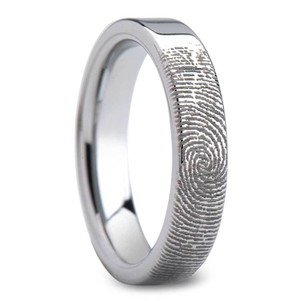 Flat Fingerprint Wedding Ring in Tungsten | 02