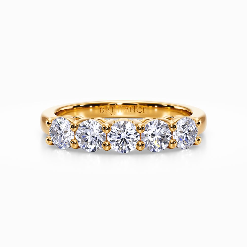 Five Diamond Wedding Ring in Yellow Gold (0.98 Carat)