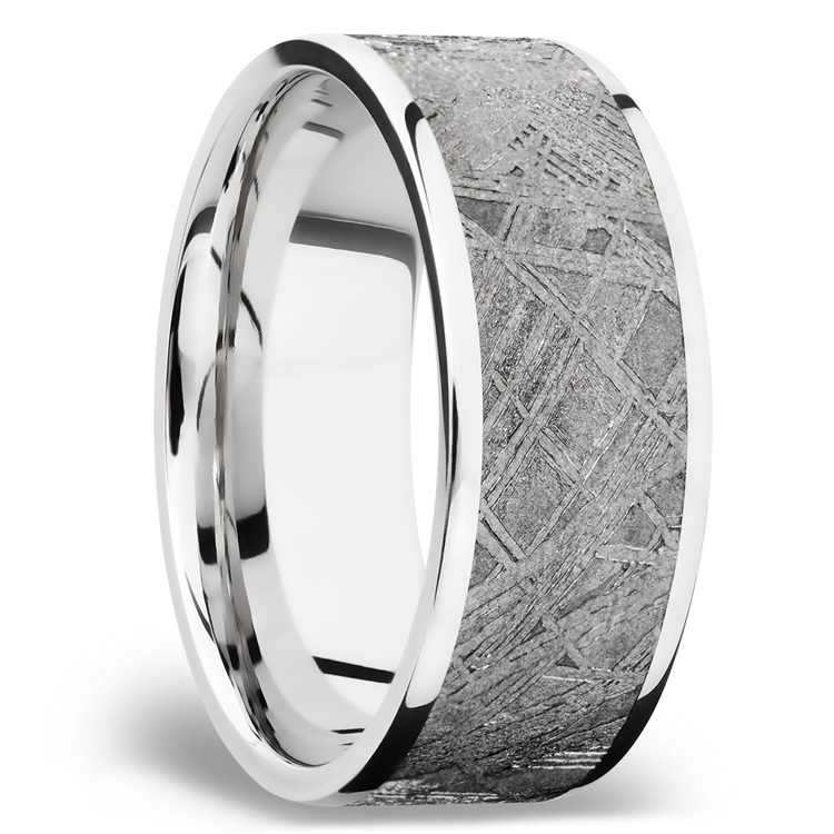 Cobalt Chrome Mens Band with Flat Meteorite Inlay | The ...