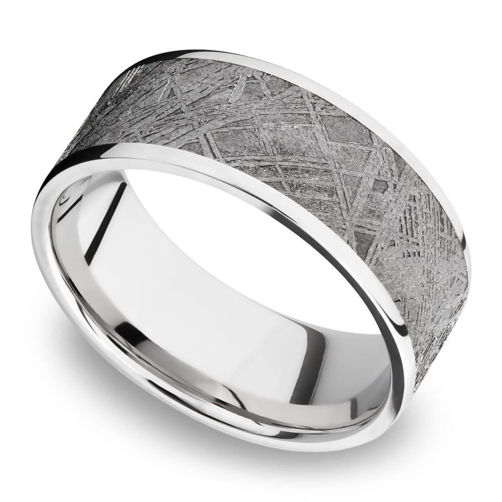 Milky Way - Wide Cobalt Chrome Mens Ring with Meteorite Inlay (9mm)