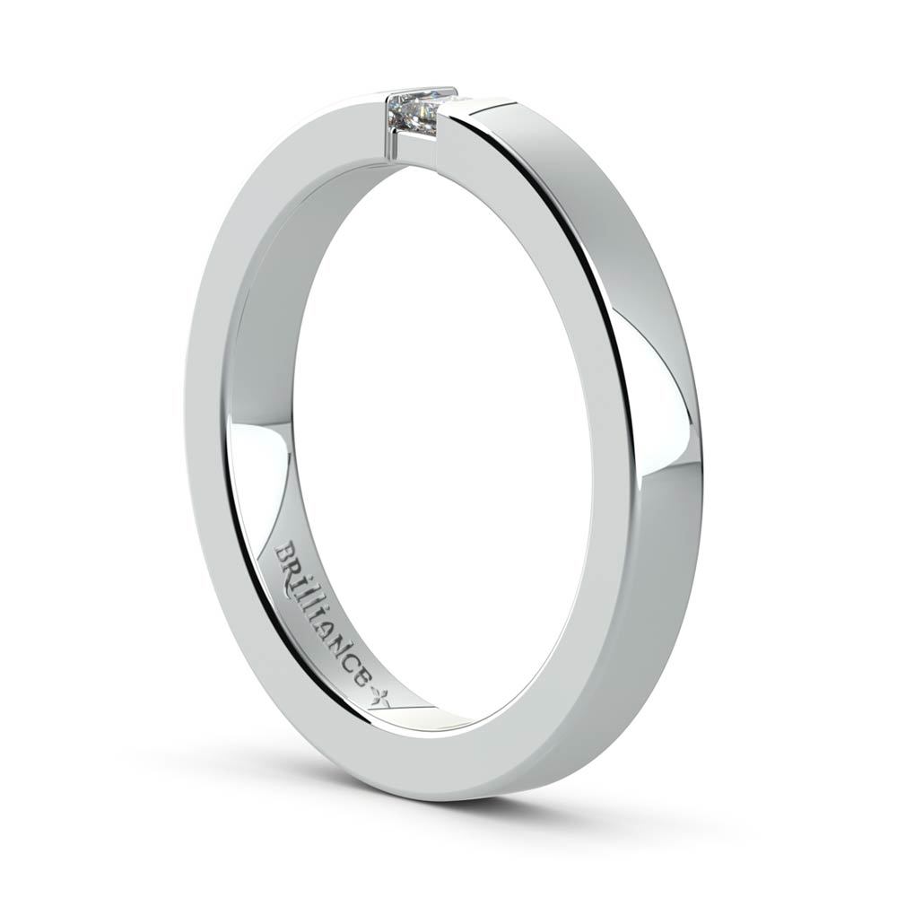 Flat Promise Ring with Princess Diamond in White Gold (2.9mm)