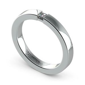 Flat Promise Ring with Princess Diamond in White Gold (2.9mm)