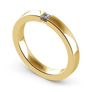 Flat Promise Ring with Princess Diamond in Yellow Gold (2.9mm)