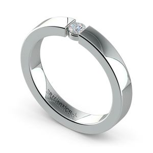 Flat Promise Ring with Round Diamond in White Gold (3.25mm)