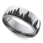 Laser Carved Forest Pattern Mens Ring In Titanium (7mm) | Thumbnail 01