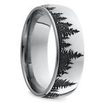 Laser Carved Forest Pattern Mens Ring In Titanium (7mm) | Thumbnail 02