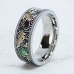 Forest View -  Sandblasted Titanium Mens Band with Camo Inlay (8mm) | Thumbnail 04