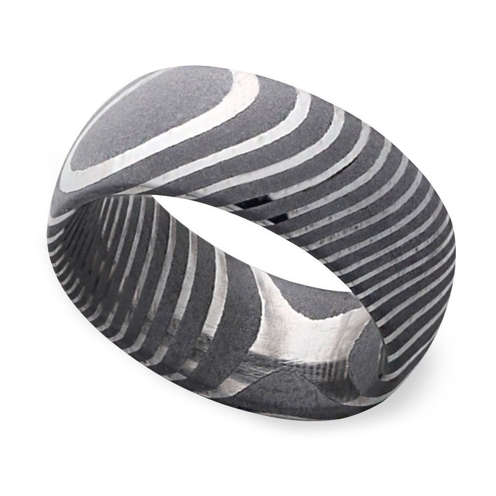 Forged - Damascus Steel Mens Band (8mm) | Zoom