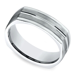 Four-Sided Satin Men's Wedding Ring in 14K White Gold (7.5mm) | Thumbnail 01