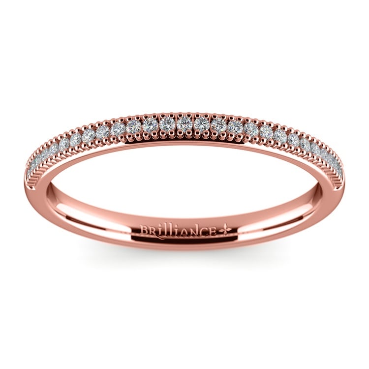 French Pave Diamond Wedding Ring in Rose Gold | 02