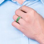 Mens Green Wedding Band - Tungsten Ring With Green Inlay (8mm) | Thumbnail 05