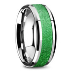 Mens Green Wedding Band - Tungsten Ring With Green Inlay (8mm) | Thumbnail 02