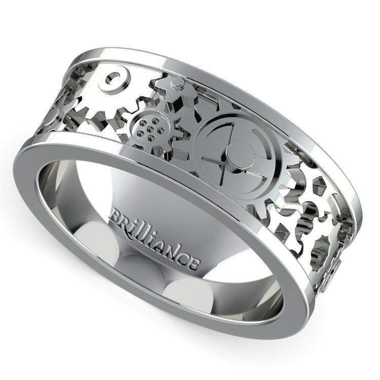  Gear  Channel Men s  Wedding  Ring  In Platinum
