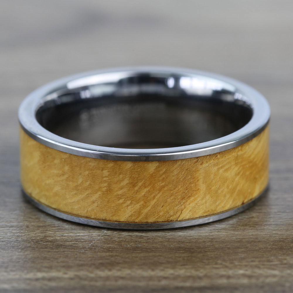 The Grecian - Tungsten Mens Band with Olive Wood Inlay (8mm) | 05