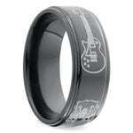 Mens Guitar Themed Wedding Ring In Zirconium | Thumbnail 02