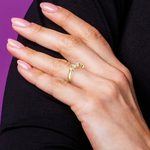Half Bezel Diamond Wedding Ring in Yellow Gold | Thumbnail 07
