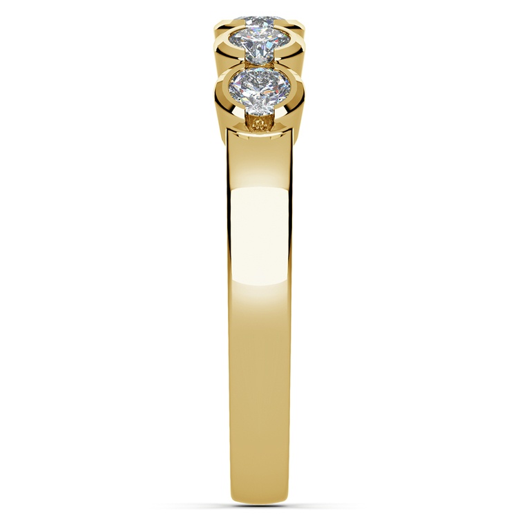 Half Bezel Diamond Wedding Ring in Yellow Gold | 05