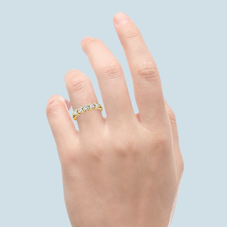 Half Bezel Diamond Wedding Ring in Yellow Gold | 06