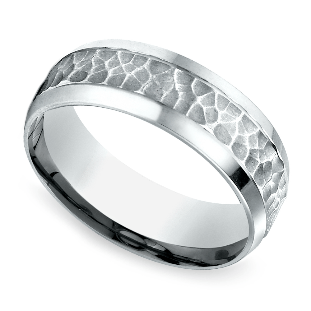 Hammered Mens Wedding Ring In Platinum