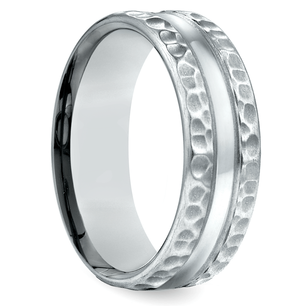 Hammered Men's Wedding Ring in Platinum (7.5mm)