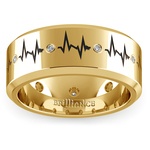Mens Heartbeat Pattern Design Eternity Band In Yellow Gold | Thumbnail 02