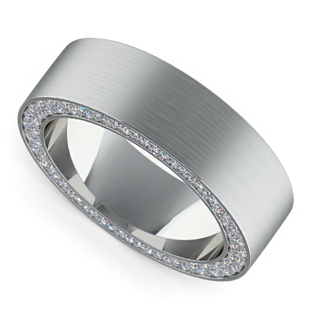 Hidden Diamond Mens Wedding Ring Platinum 7mm 1 