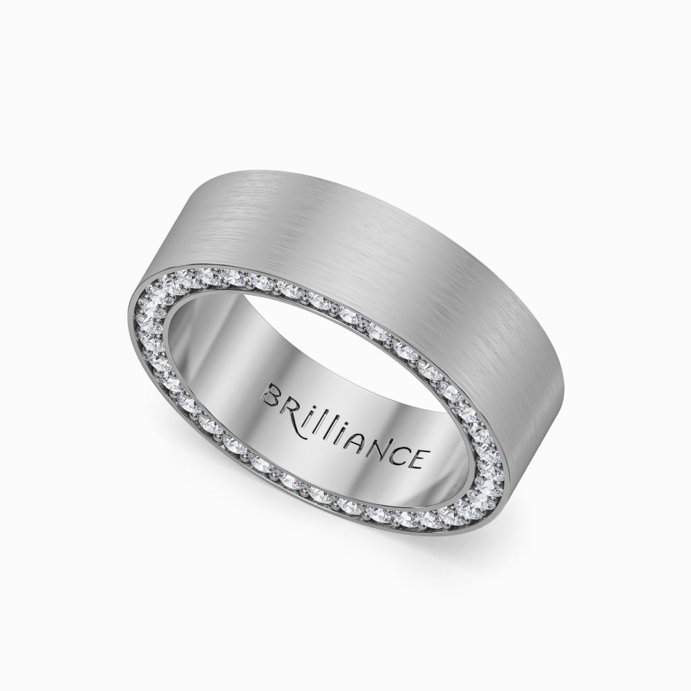 Mens Hidden Diamond Wedding Band In White Gold (7 mm)