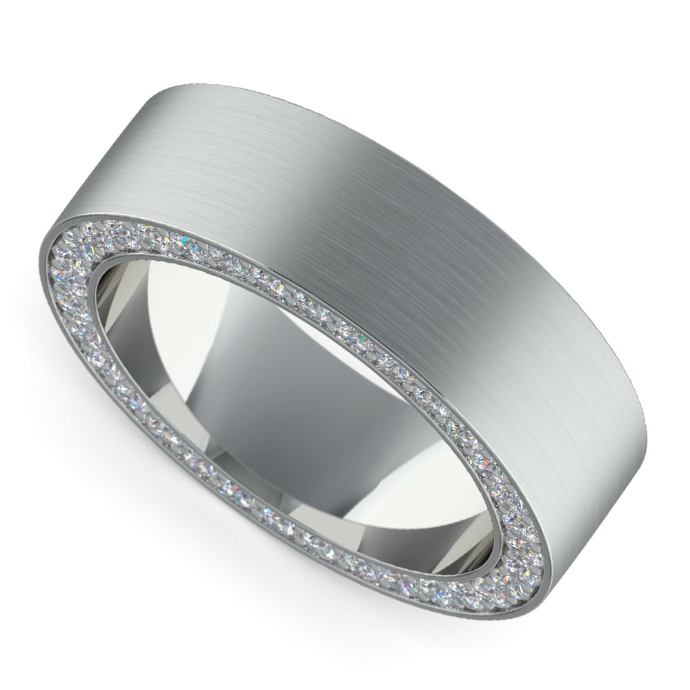Hidden Diamond Men's Wedding Ring in White Gold (7mm)