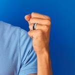 High Bevel Carbon Fiber Inlay Men's Wedding Ring in 14K White Gold (8mm) | Thumbnail 05