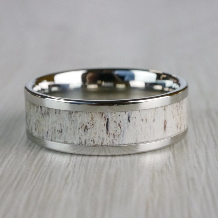 The Hunt - Cobalt Mens Wedding Ring With Antler Inlay | 04