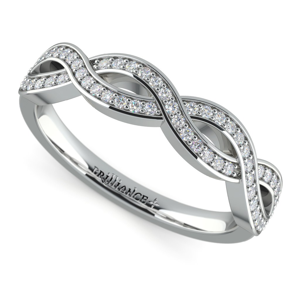 Infinity Twist Diamond Wedding Band In Platinum