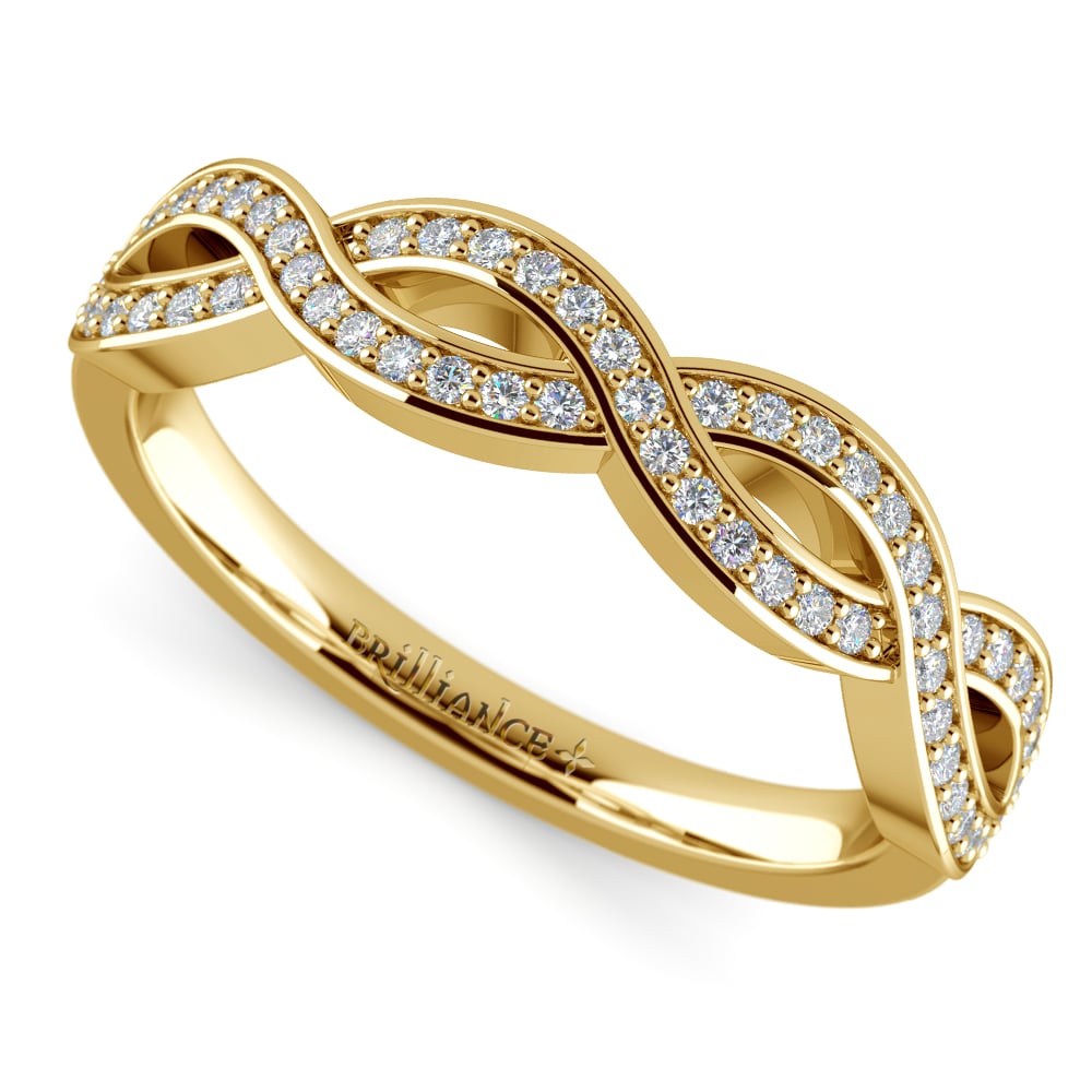 Gold Diamond Infinity Twist Wedding Ring 