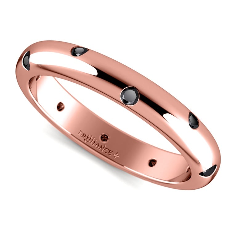 Inset Black Diamond Band in Rose Gold (3 mm) | Zoom