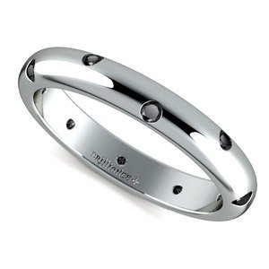 Inset Black Diamond Band in White Gold (3 mm)