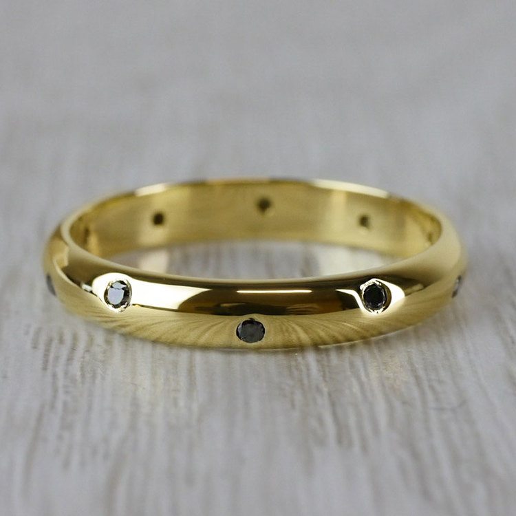 Inset Black Diamond Band in Yellow Gold (3 mm) | 05