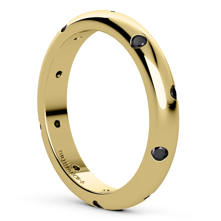Inset Black Diamond Band in Yellow Gold (3 mm) | 03