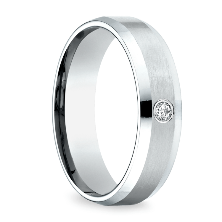 Inset Beveled Men's Wedding Ring in Palladium (6mm) | 02