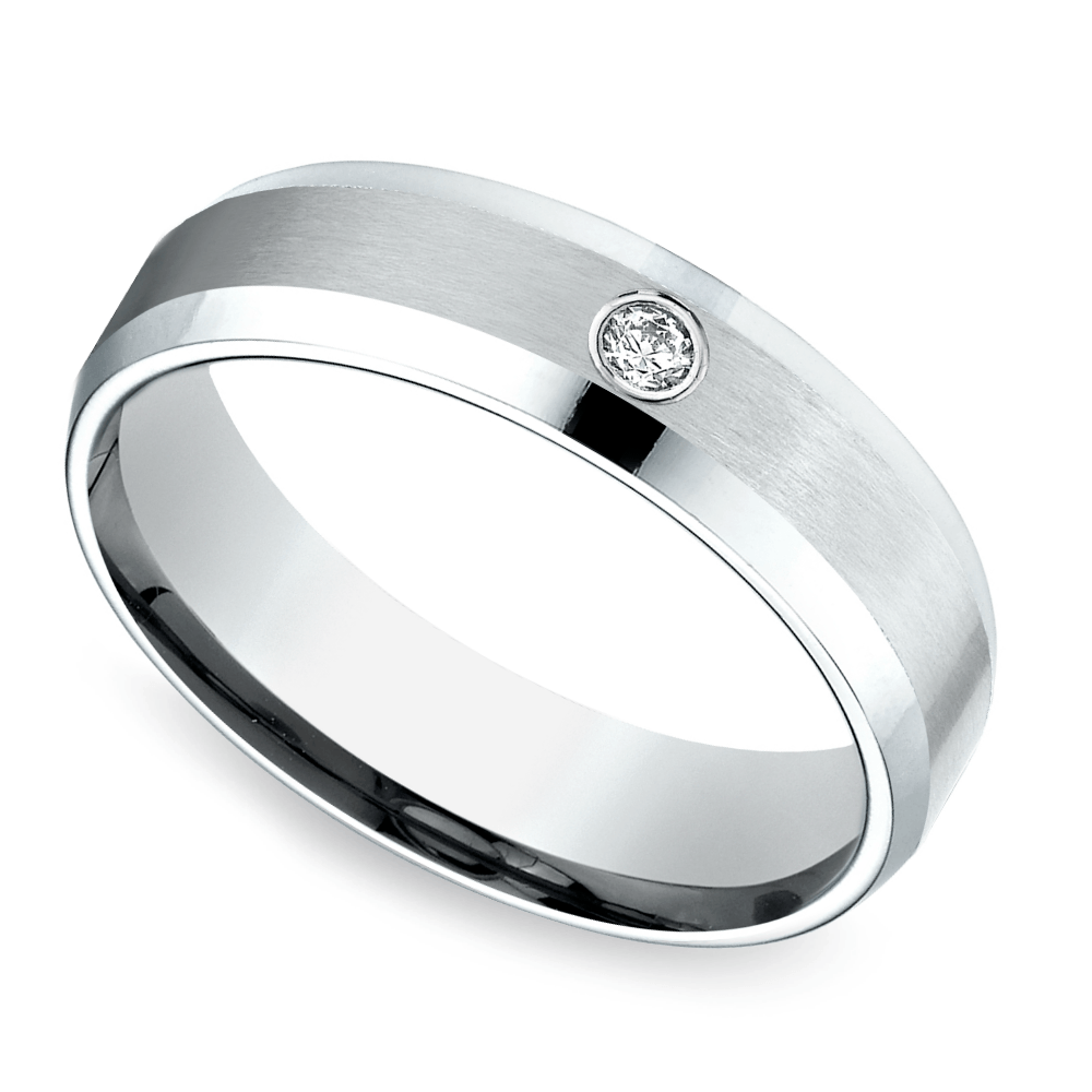 Inset Beveled Men's Wedding Ring in Platinum (6mm) | Zoom