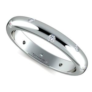 Inset Diamond Wedding Ring in White Gold (3mm)