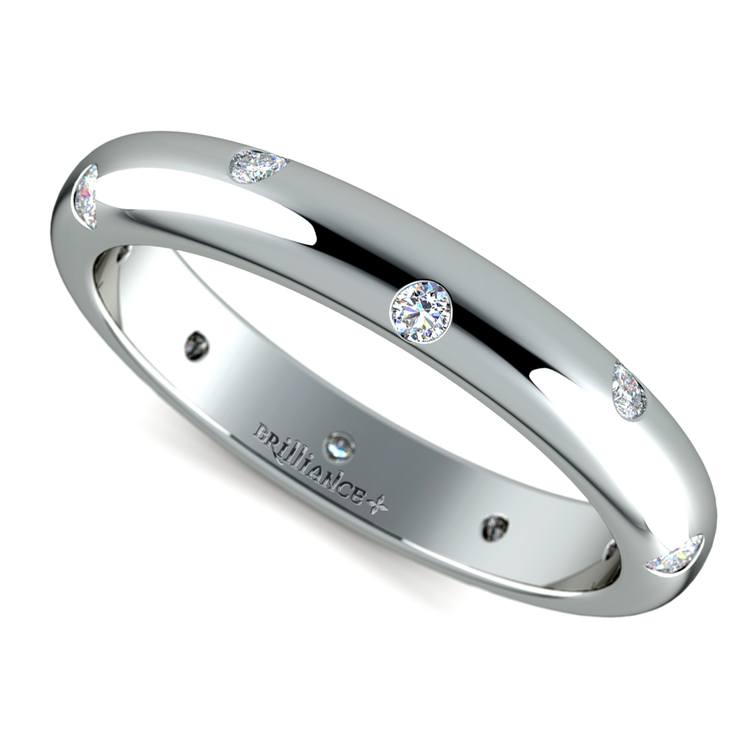 Inset Diamond Wedding Ring in White Gold (3mm) | Zoom