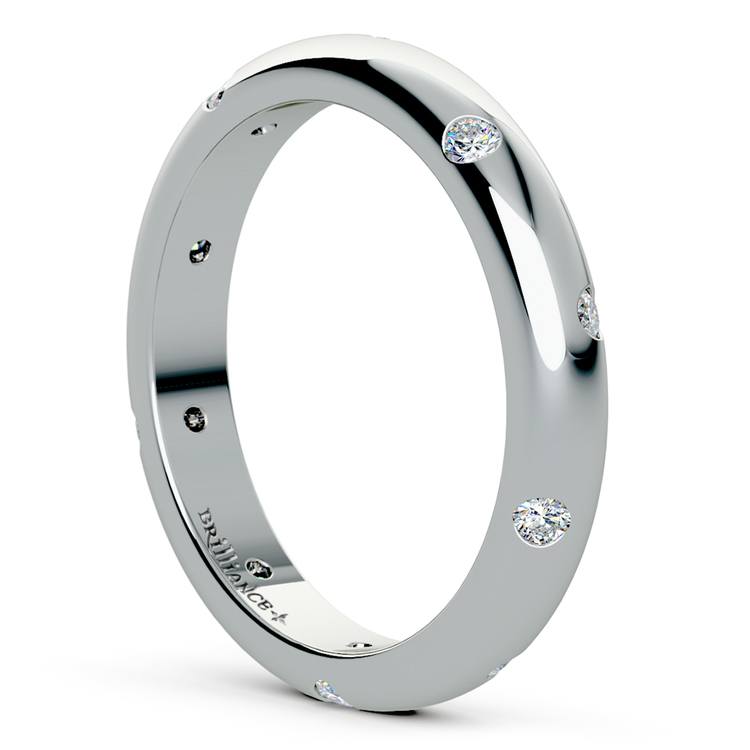 Inset Diamond Wedding Ring in White Gold (3mm) | 04