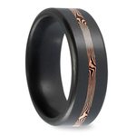 Kratos - Mens Polished Elysium Wedding Ring With Rose Gold Mokume Inlay | Thumbnail 02