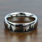 Laser Carved Forest Pattern Men's Wedding Ring in Cobalt (7mm) | Thumbnail 03